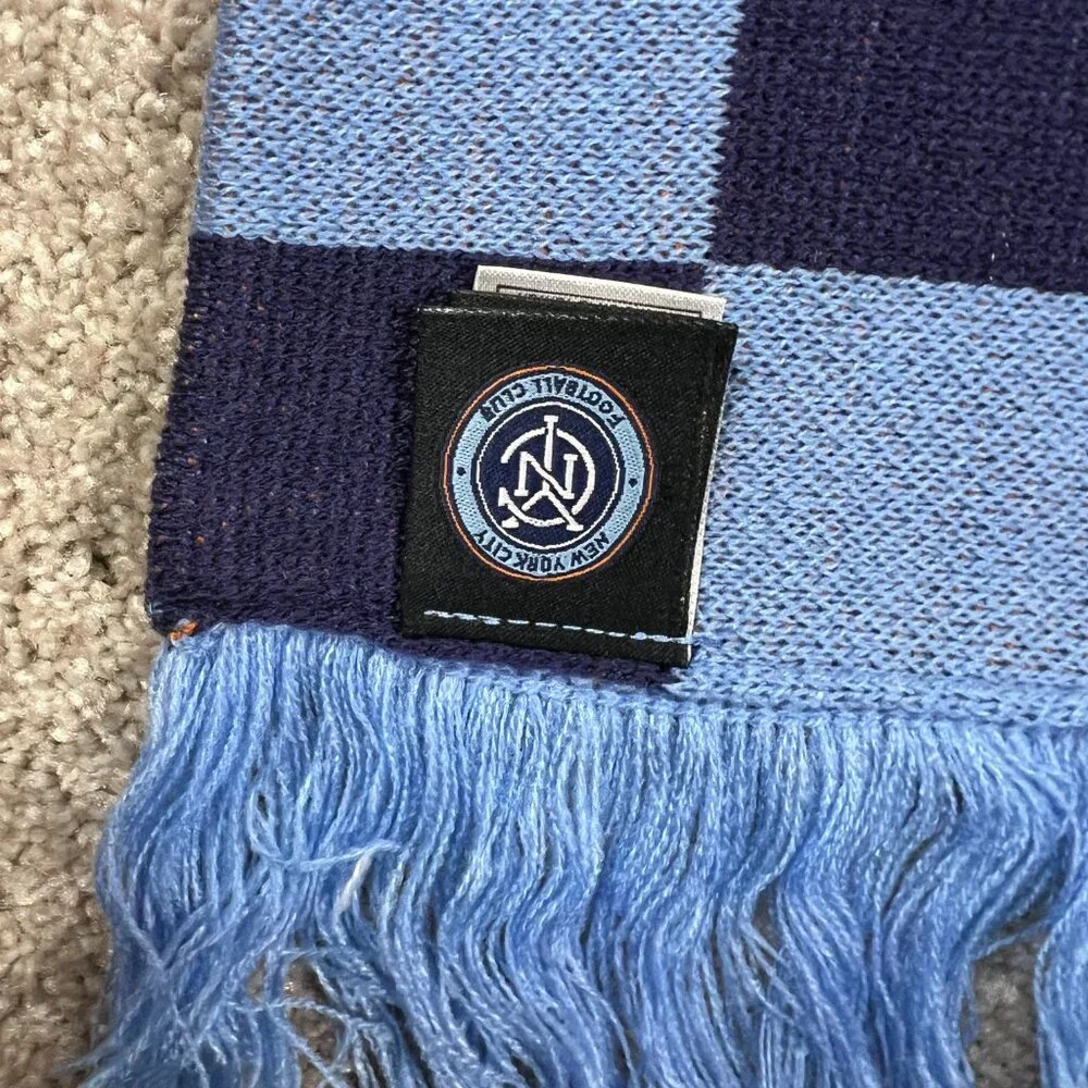 Adidas Unisex OSFA Blue Orange Winter Fringe New York City FC MLS Scarf‎ NWT